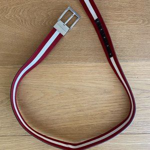 Bally 'tonni' Stripe Canvas & Leather Belt In Brown